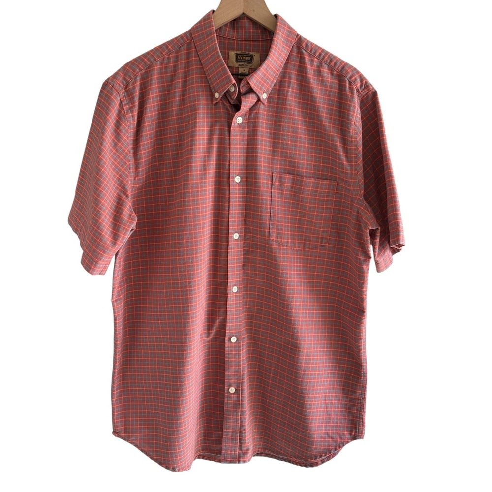 The Foundry Supply Co Men’s Plaid Button-Down Shirt LT Easy Care Preppy Casual